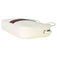 Gucci White Calfskin Web Trapuntata Medium GG Shoulder Bag Handbag box