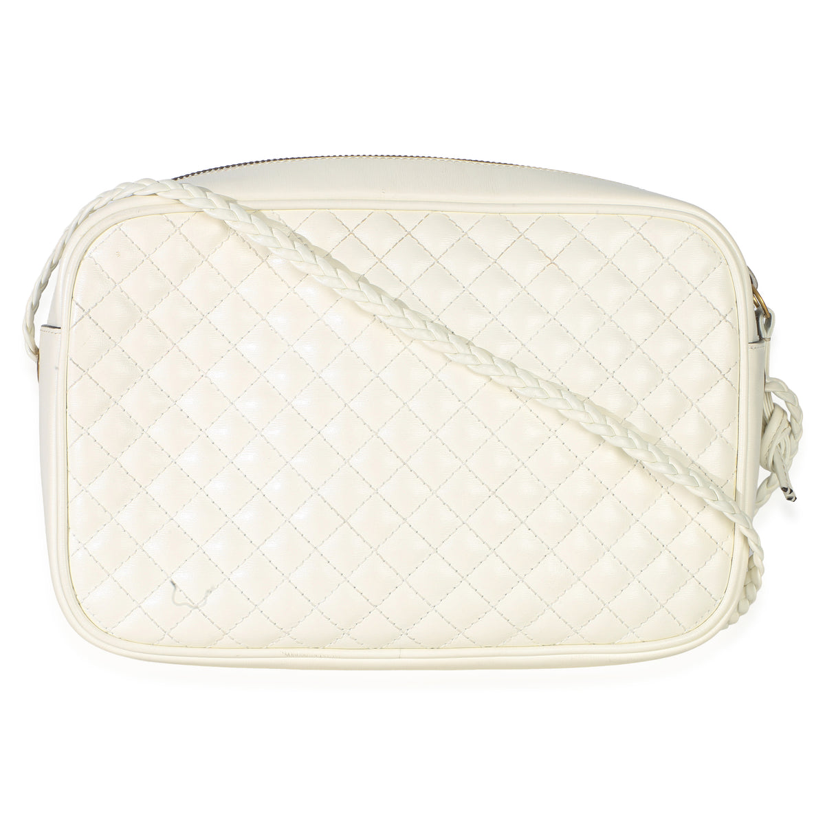Gucci White Calfskin Web Trapuntata Medium GG Shoulder Bag Handbag bv