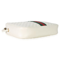 Gucci White Calfskin Web Trapuntata Medium GG Shoulder Bag Handbag clasp