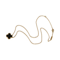 Van Cleef & Arpels Yellow Gold Onyx 1990s Vintage Alhambra Pendant bv