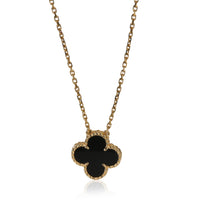 Van Cleef & Arpels Yellow Gold Onyx 1990s Vintage Alhambra Pendant fv