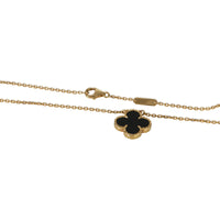 Van Cleef & Arpels Yellow Gold Onyx 1990s Vintage Alhambra Pendant sv