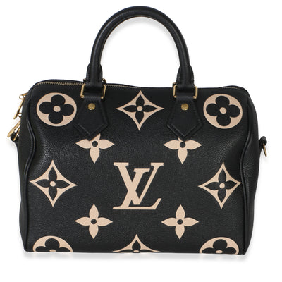 Louis Vuitton Black Beige Monogram Empreinte Speedy Bandouliere 25 Handbag id