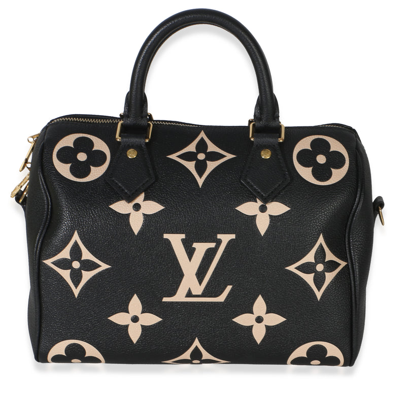 Louis Vuitton Black Beige Monogram Empreinte Speedy Bandouliere 25 Handbag id