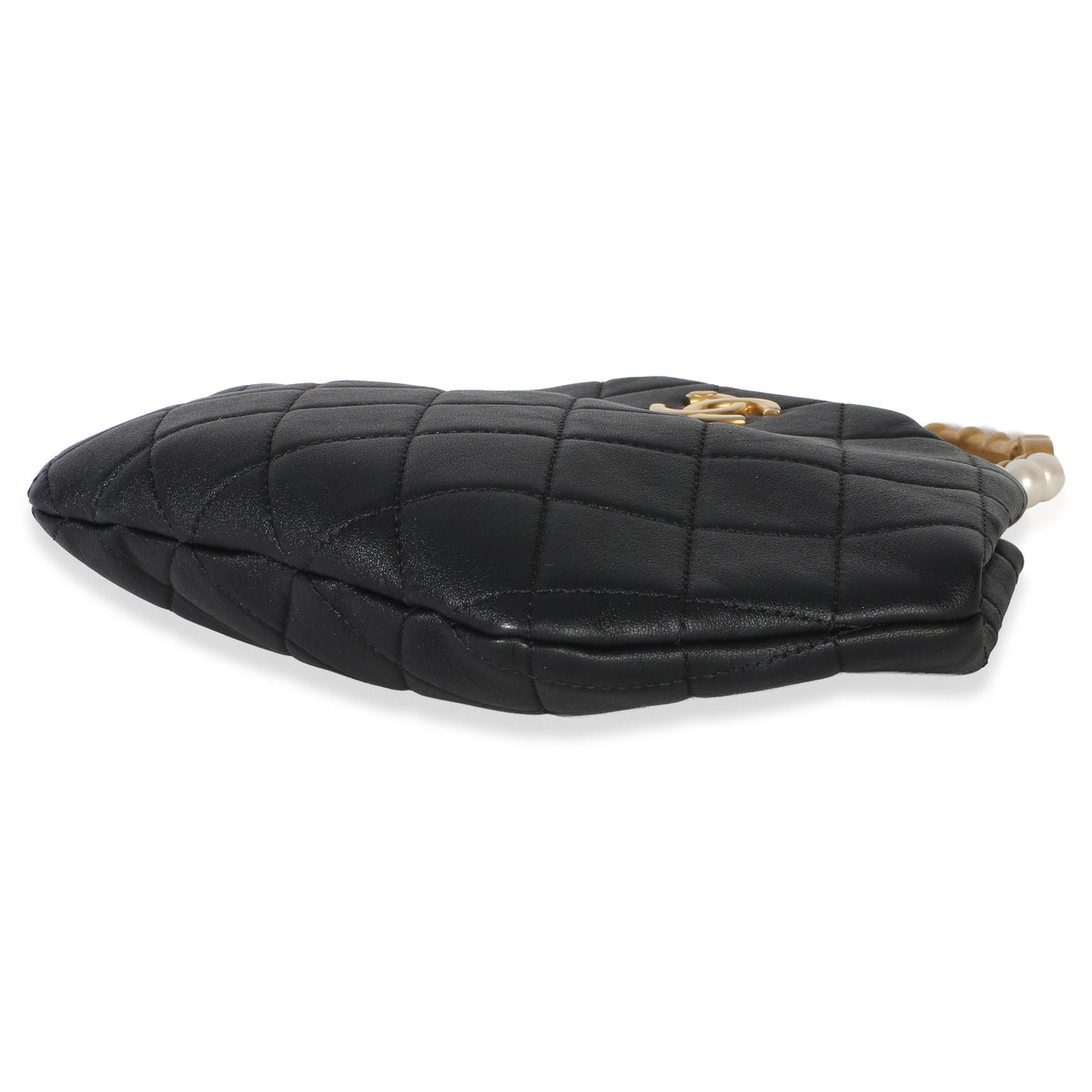 Chanel Black Lambskin Quilted Pearl Crown Clutch Handbag box