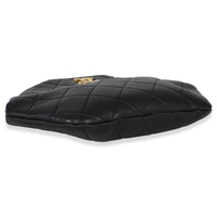 Chanel Black Lambskin Quilted Pearl Crown Clutch Handbag clasp