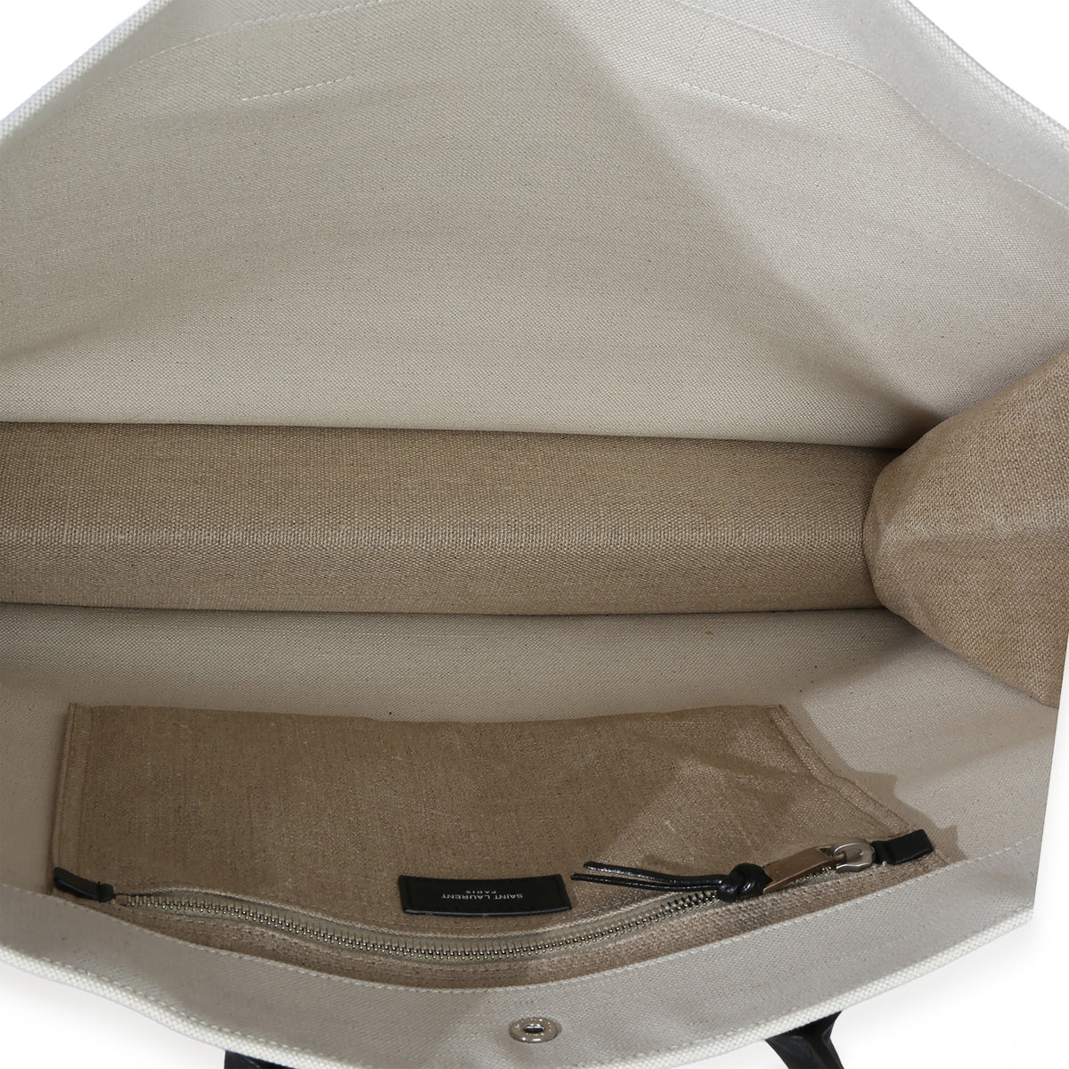 Saint Laurent Beige Linen Rive Gauche Tote Handbag av
