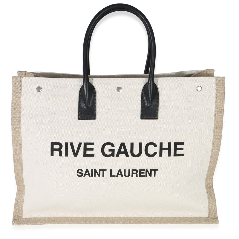 Saint Laurent Beige Linen Rive Gauche Tote Handbag id