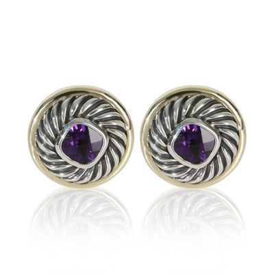 David Yurman Yellow Gold & Sterling Silver Amethyst Albion Earrings fv