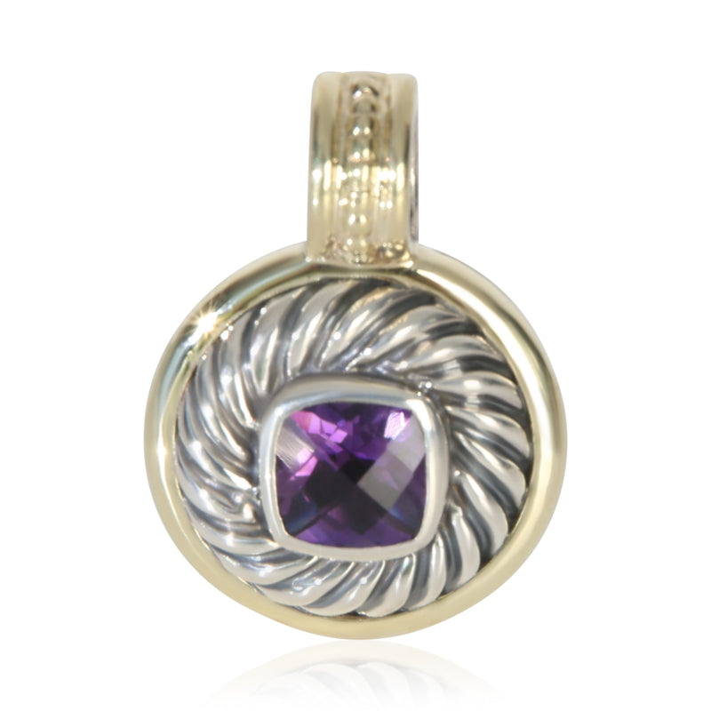David Yurman Yellow Gold & Sterling Silver Amethyst Albion Pendant fv