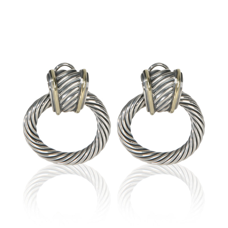 David Yurman Yellow Gold & Sterling Silver  Thoroughbred Earrings fv