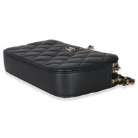 Chanel Black Quilted Lambskin Pearl CC Double Zip Clutch With Chain Handbag box