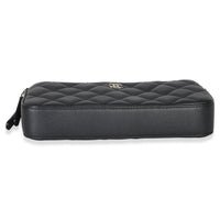 Chanel Black Quilted Lambskin Pearl CC Double Zip Clutch With Chain Handbag stamp
