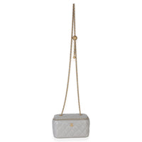 Chanel Grey Quilted Lambskin Small Pearl Crush Vanity Case Handbag av