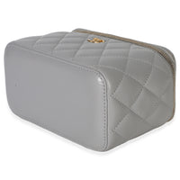 Chanel Grey Quilted Lambskin Small Pearl Crush Vanity Case Handbag box