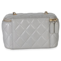 Chanel Grey Quilted Lambskin Small Pearl Crush Vanity Case Handbag bv