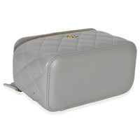 Chanel Grey Quilted Lambskin Small Pearl Crush Vanity Case Handbag clasp