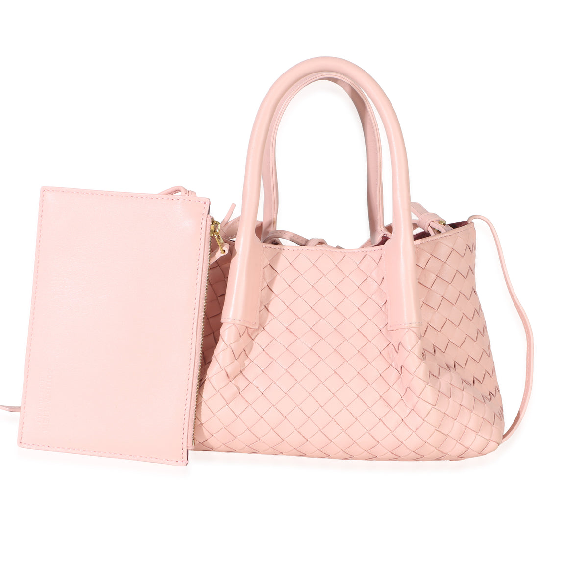 Bottega Veneta Rose Nappa Intrecciato Small Pinacoteca Tote Handbag fv