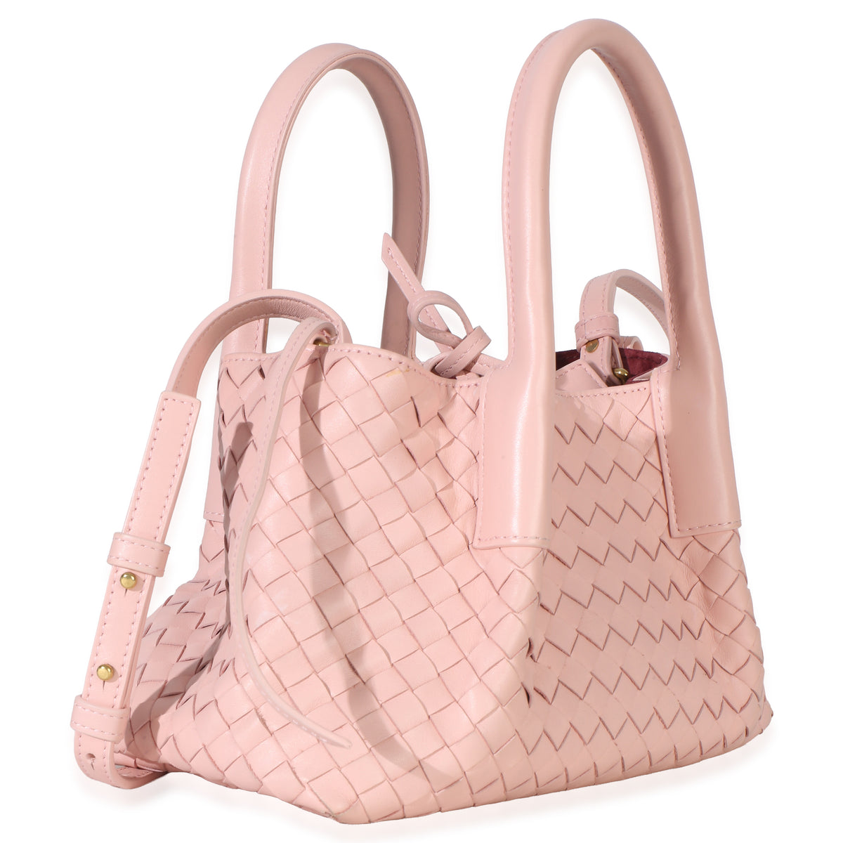 Bottega Veneta Rose Nappa Intrecciato Small Pinacoteca Tote Handbag pv