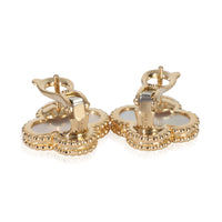Van Cleef & Arpels Yellow Gold Mother Of Pearl Vintage Alhambra Earrings bv