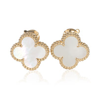 Van Cleef & Arpels Yellow Gold Mother Of Pearl Vintage Alhambra Earrings fv