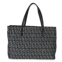 Fendi Vintage Black FF Canvas Zucchino Tote Handbag fv