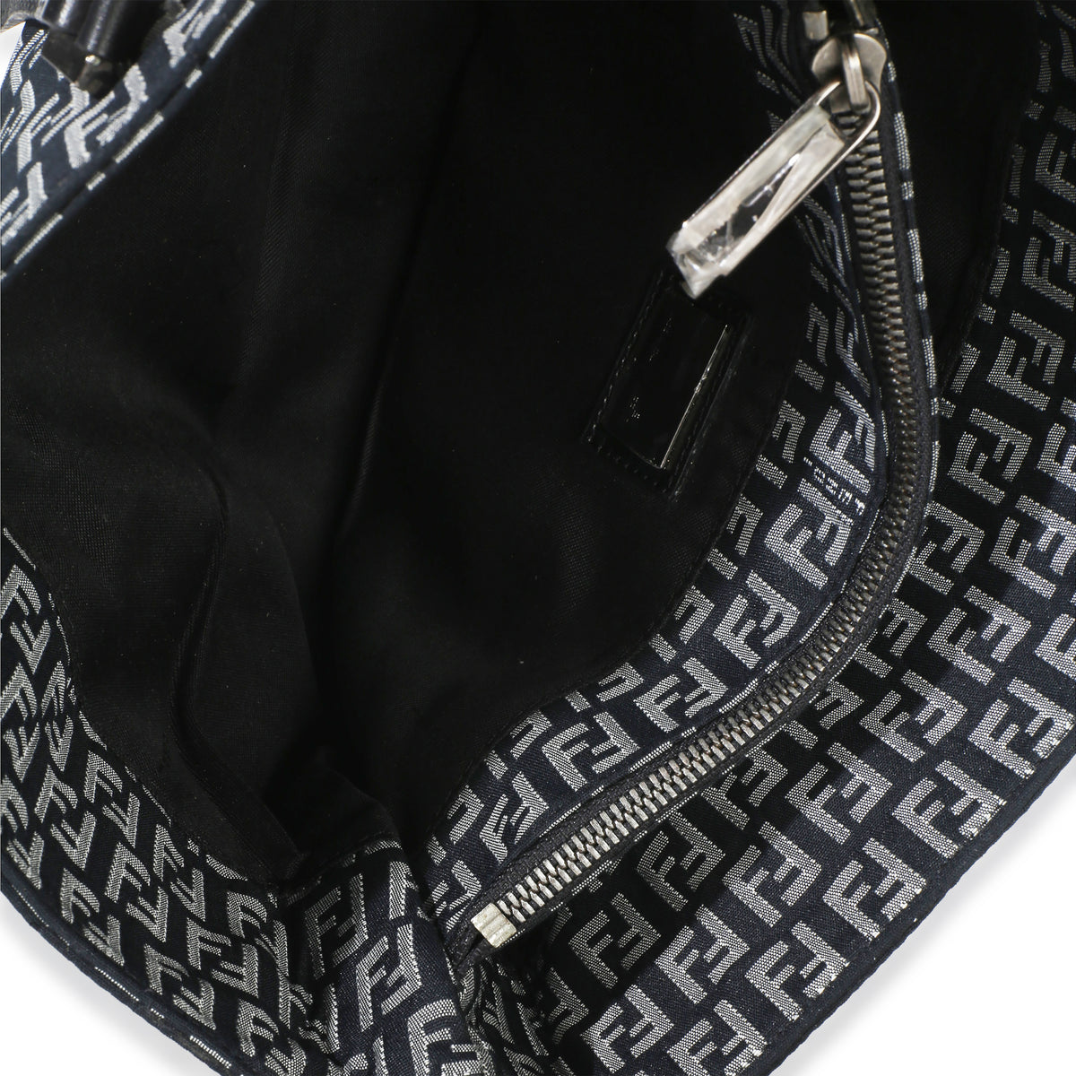 Fendi Vintage Black FF Canvas Zucchino Tote Handbag stamp