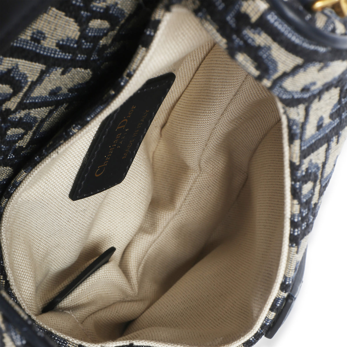 Christian Dior Navy Oblique Canvas Mini Saddle Bag Handbag av