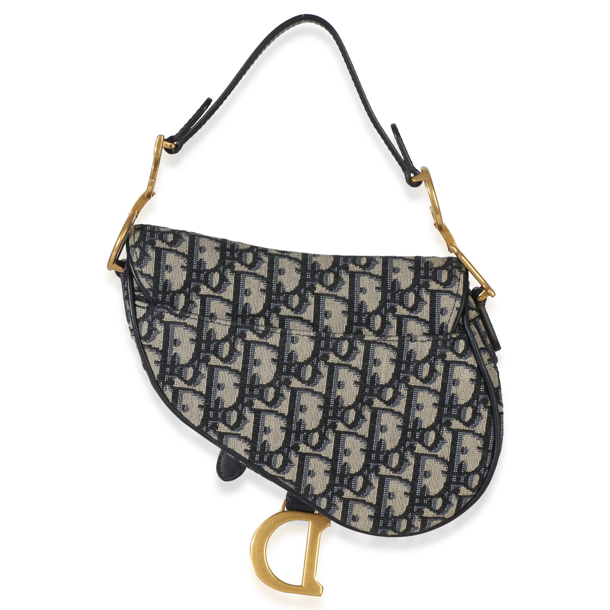 Christian Dior Navy Oblique Canvas Mini Saddle Bag Handbag bv