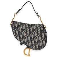 Christian Dior Navy Oblique Canvas Mini Saddle Bag Handbag bv