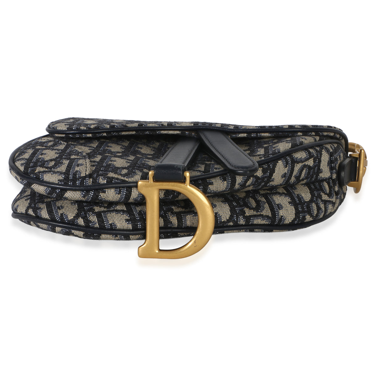 Christian Dior Navy Oblique Canvas Mini Saddle Bag Handbag stamp