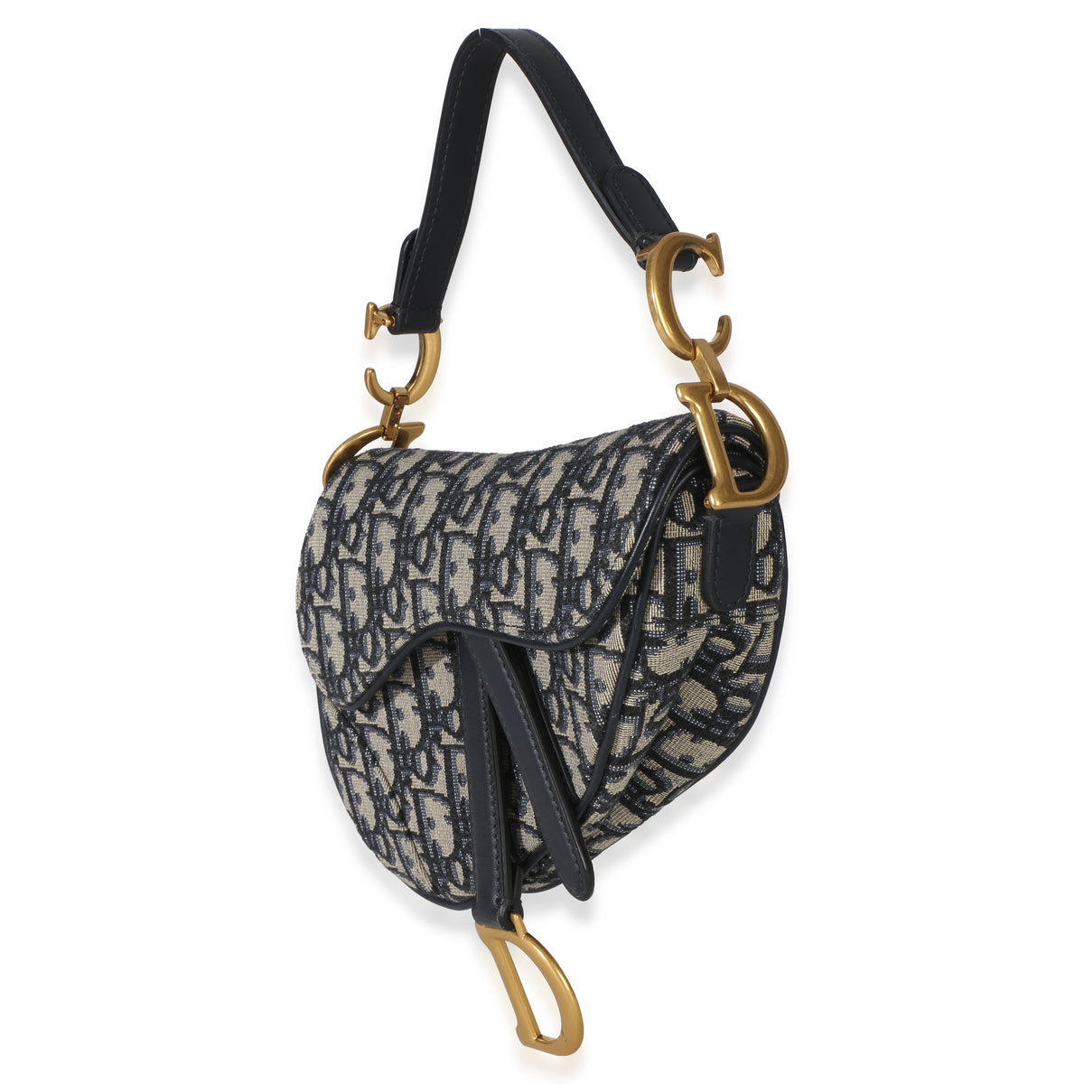 Christian Dior Navy Oblique Canvas Mini Saddle Bag Handbag sv