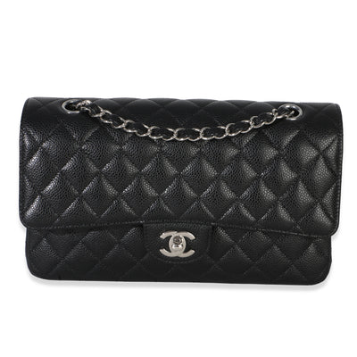 Chanel Black Quilted Caviar Medium Classic Double Flap Bag Handbag id