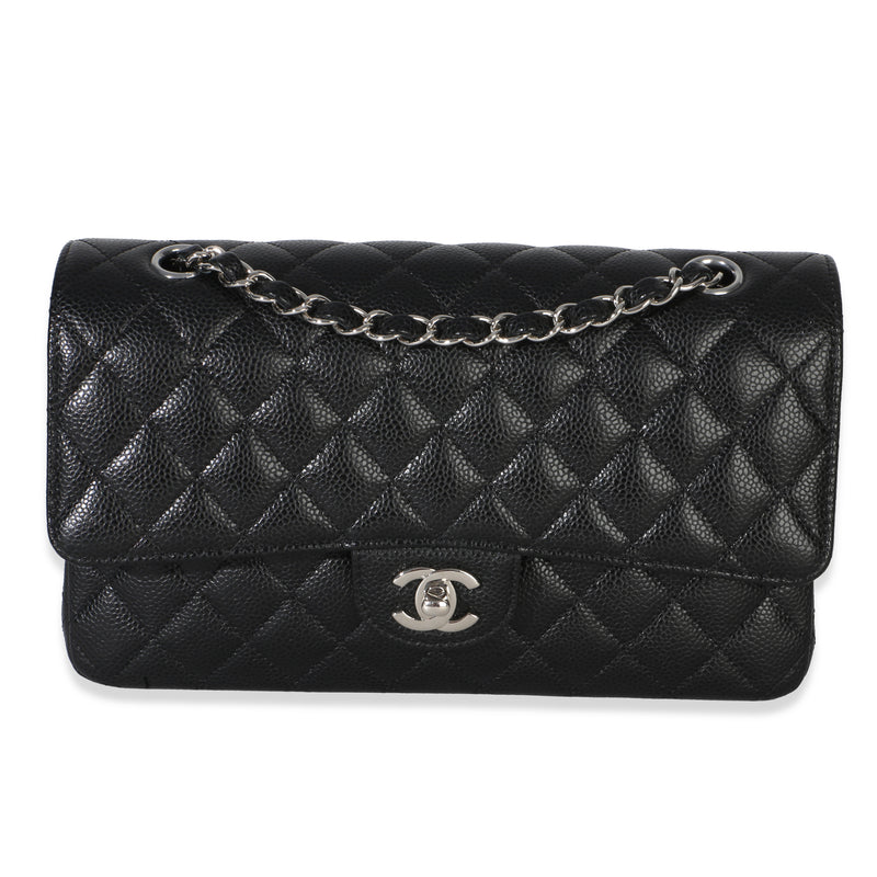 Chanel Black Quilted Caviar Medium Classic Double Flap Bag Handbag id
