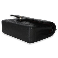 Chanel Black Quilted Caviar Medium Classic Double Flap Handbag Handbag box