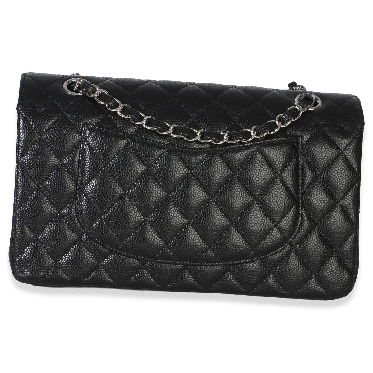 Chanel Black Quilted Caviar Medium Classic Double Flap Handbag Handbag bv