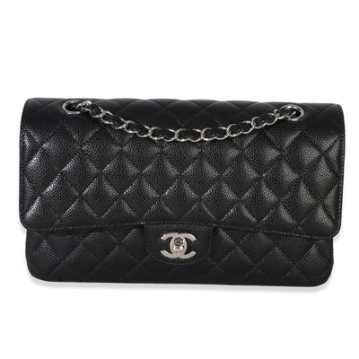 Chanel Black Quilted Caviar Medium Classic Double Flap Handbag Handbag fv