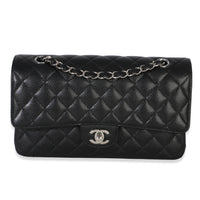 Chanel Black Quilted Caviar Medium Classic Double Flap Handbag Handbag fv