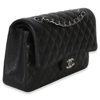 Chanel Black Quilted Caviar Medium Classic Double Flap Handbag Handbag pv