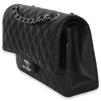 Chanel Black Quilted Caviar Medium Classic Double Flap Handbag Handbag sv