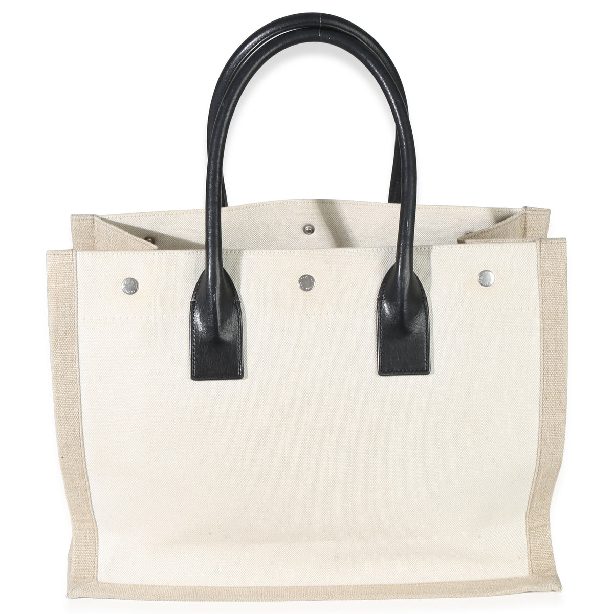 Saint Laurent Beige Linen Rive Gauche Tote Handbag bv