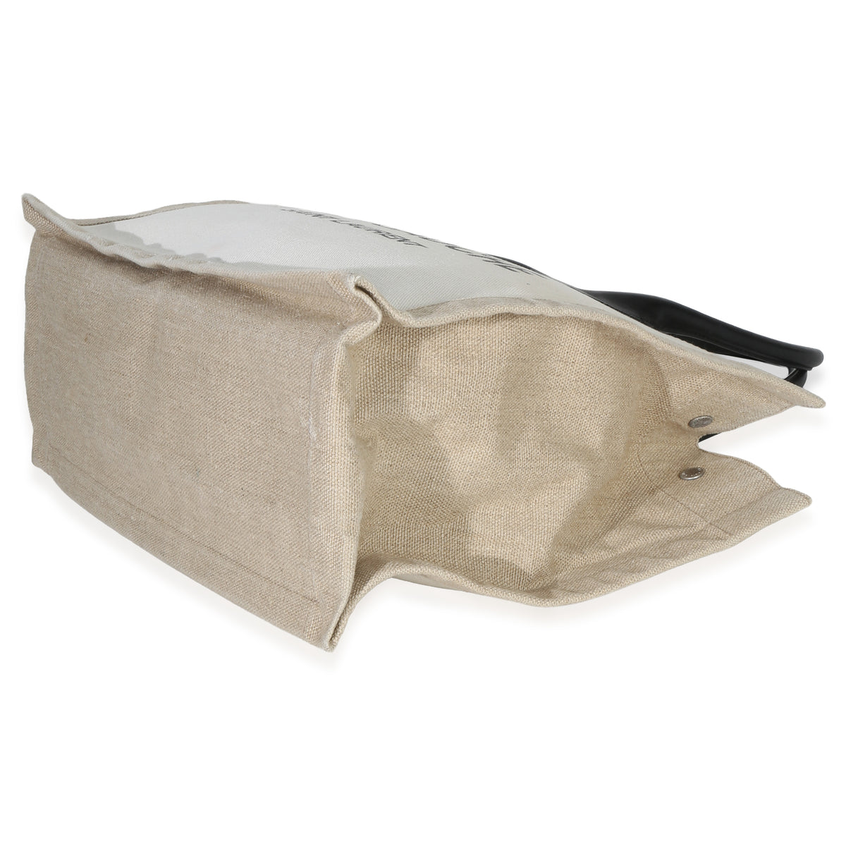 Saint Laurent Beige Linen Rive Gauche Tote Handbag clasp