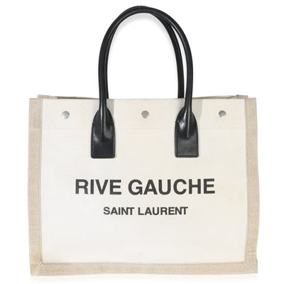 Saint Laurent Beige Linen Rive Gauche Tote Handbag id