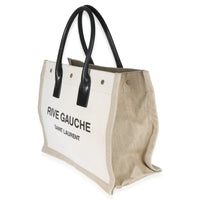 Saint Laurent Beige Linen Rive Gauche Tote Handbag sv