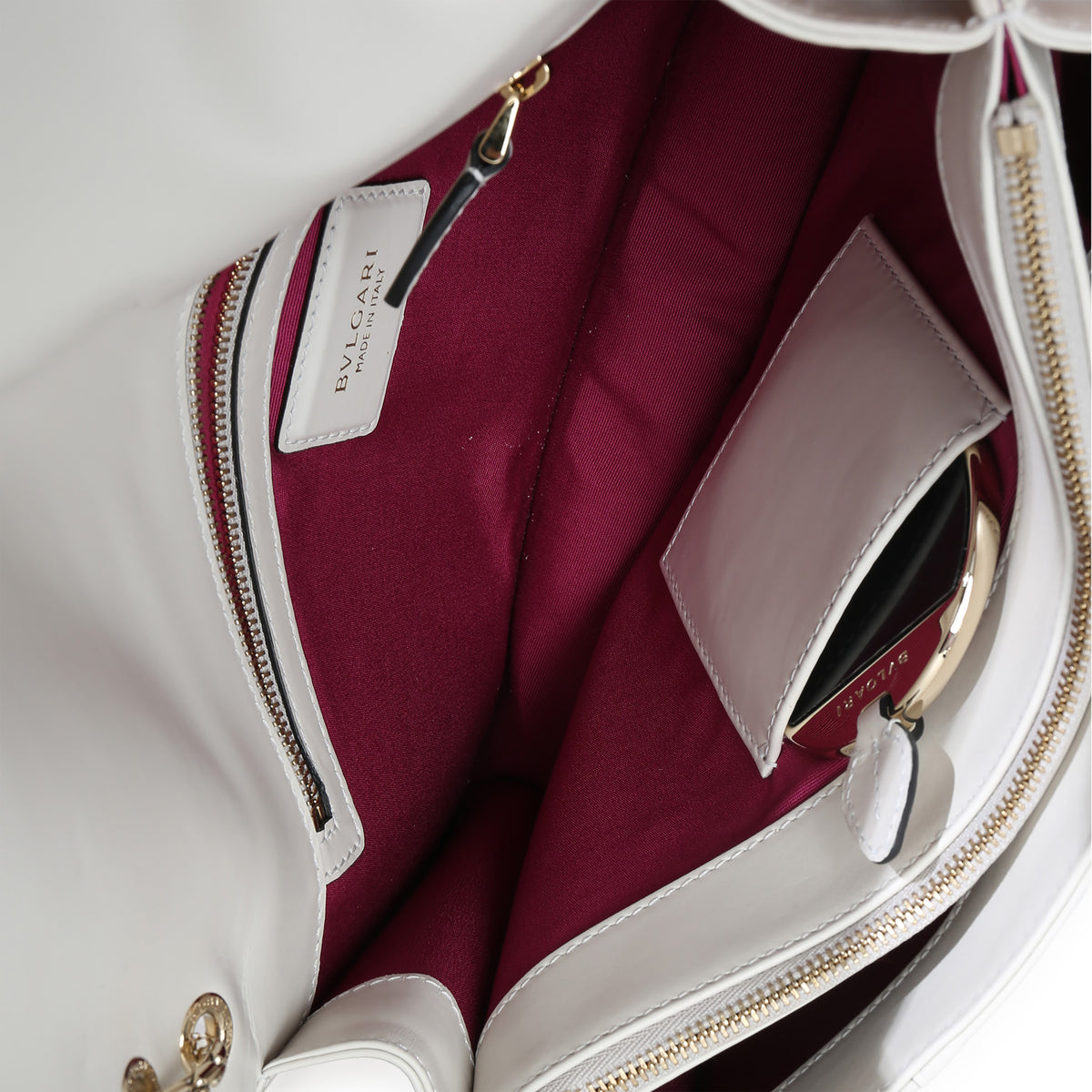 BVLGARI Bvlgari White Smooth Calfskin Serpenti Forever Shoulder Bag Handbag ad2