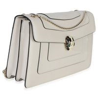 BVLGARI Bvlgari White Smooth Calfskin Serpenti Forever Shoulder Bag Handbag pv
