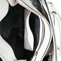 Prada White Vitello Daino Double Zip Shopping Tote Handbag ad1