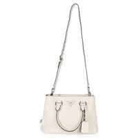 Prada White Vitello Daino Double Zip Shopping Tote Handbag av