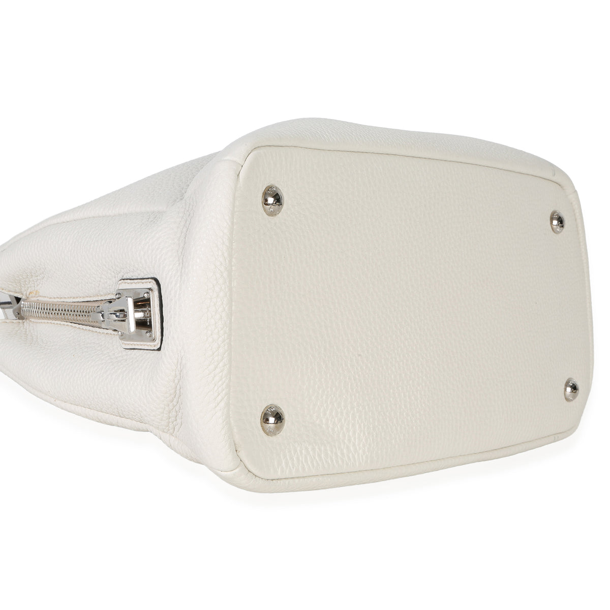 Prada White Vitello Daino Double Zip Shopping Tote Handbag clasp