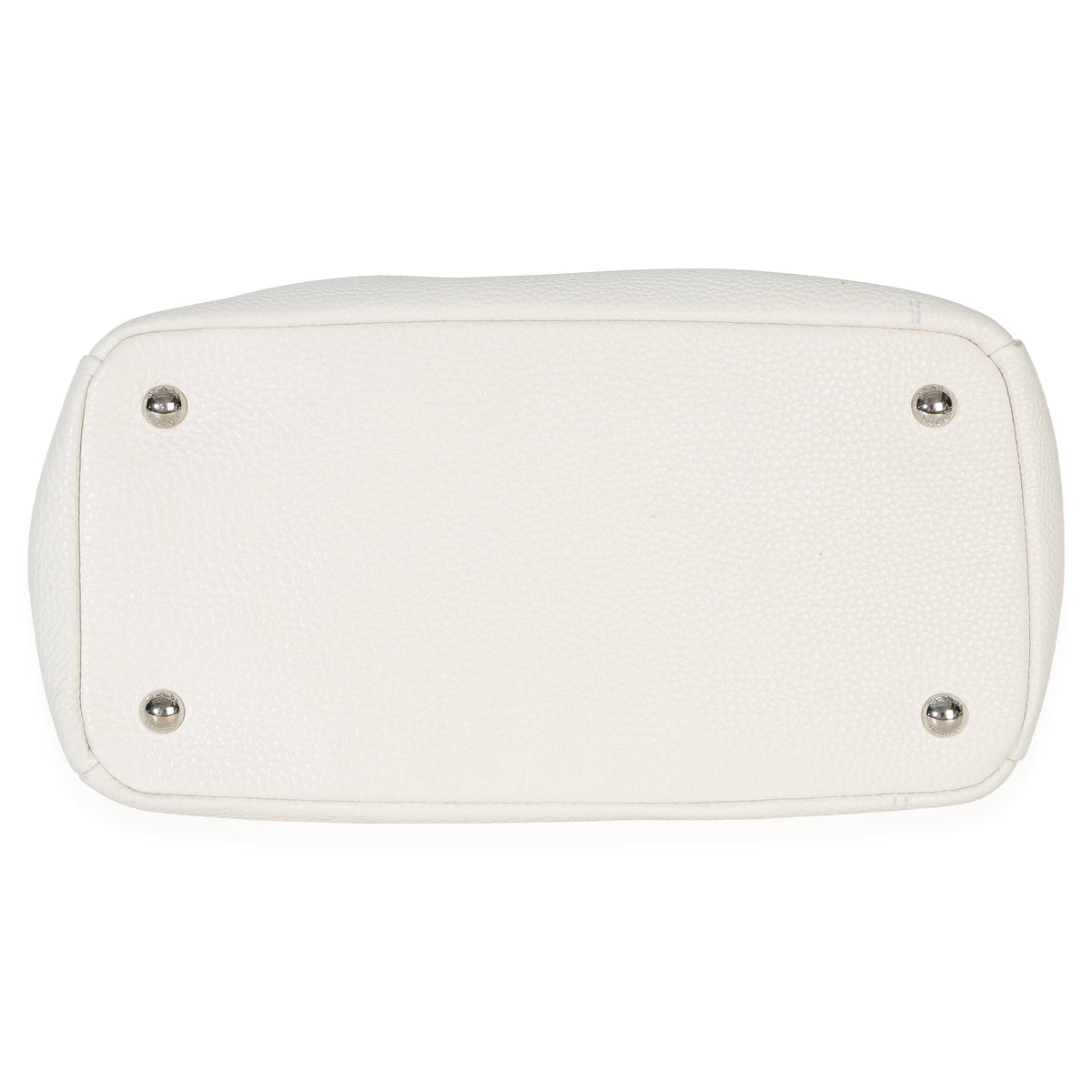 Prada White Vitello Daino Double Zip Shopping Tote Handbag stamp
